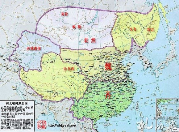 南北朝地图(公元420年-公元589年)