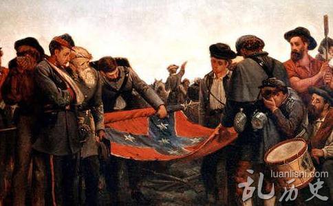 南北战争结束后，南方人民收起联邦国的旗帜